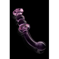 Изогнутый стеклянный розовый фаллоимитатор для точки G Dream Toys Glaze Glass с бутоном