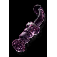 Изогнутый стеклянный розовый фаллоимитатор для точки G Dream Toys Glaze Glass с бутоном