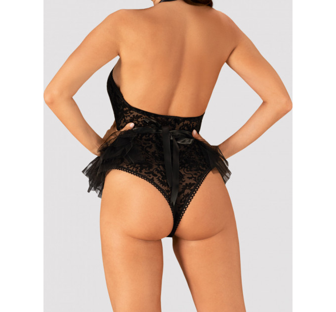 Костюм горничной Obsessive Frilles Черный S/M