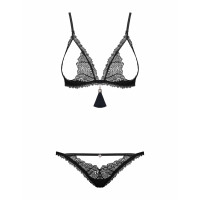 Комплект Obsessive Romanesa (Бюстгальтер та стрінги) Black S/M