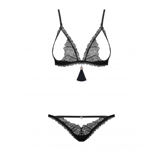 Комплект Obsessive Romanesa (Бюстгальтер и стринги) Black S/M