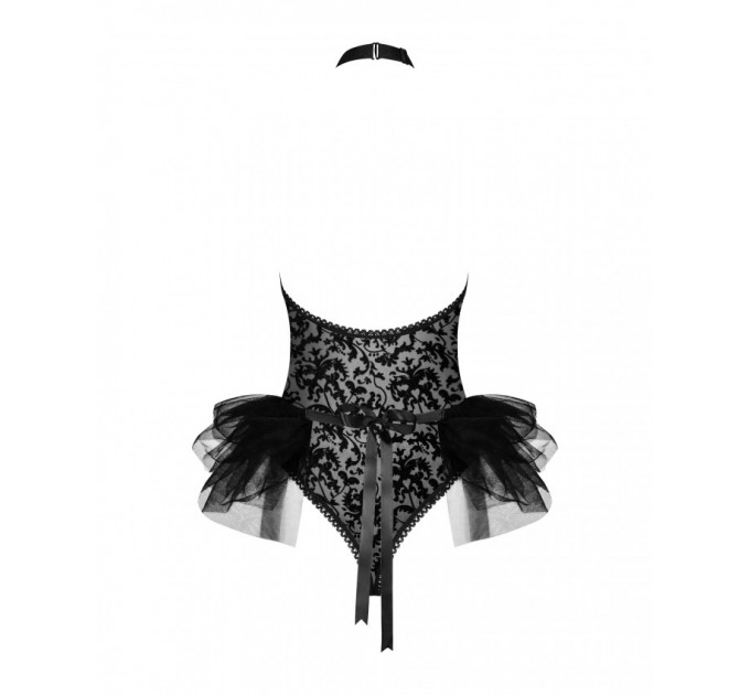 Костюм горничной Obsessive Frilles Черный S/M