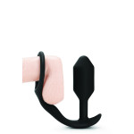 Анальна пробка з ерекційним кільцем Snug & Tug B-Vibe, силіконова, чорна