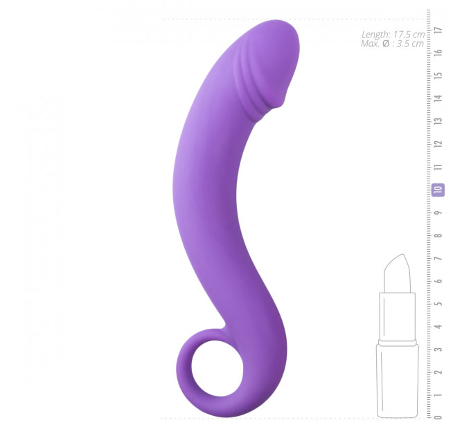 Вигнутий фалоімітатор Curved Dong для простати фіолетовий, 17.5 см x 3.5 см.