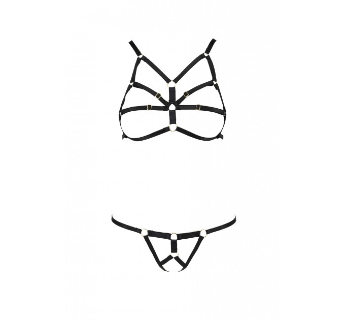 Комплект белья со стреп-лентами и открытым доступом S/M ARMANDA SET black S/M - Passion