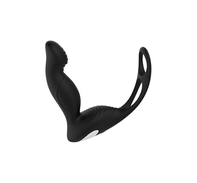 Масажер простати з вібрацією Dream Toys Cheeky Love P-Pleaser з кільцем для пеніса та яєчок, чорний