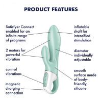 Надувний вібратор- кролик Satisfyer з функцією управління через додаток, м'ятний