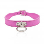 Ошейник с кольцом DS Fetish Collar, кожзам, розовый