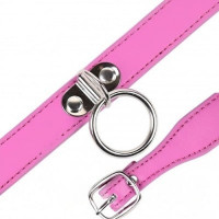 Ошейник с кольцом DS Fetish Collar, кожзам, розовый