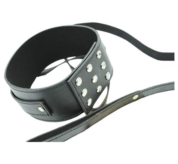 Ошейник с поводком DS Fetish Collar with leash black metal