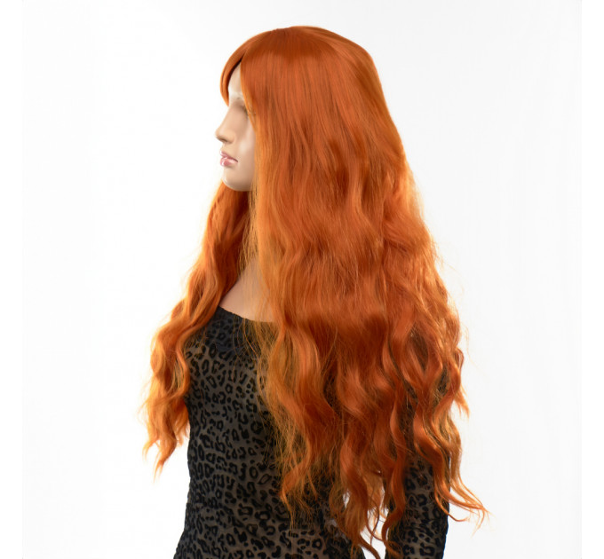 Парик длинный волнистый с челкой Fetish Hair рыжий, 60 см