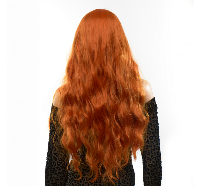 Парик длинный волнистый с челкой Fetish Hair рыжий, 60 см