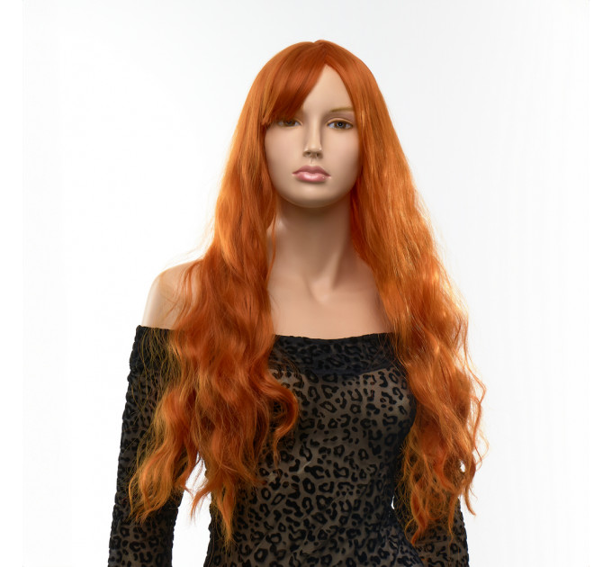 Парик длинный волнистый с челкой Fetish Hair рыжий, 60 см