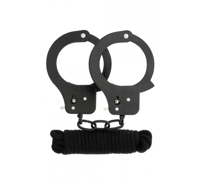 Набор наручники и бондаж Bondx Metal Cuffs & Love, черный
