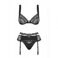 Комплект Obsessive Heartina 3 pcs set black S / M