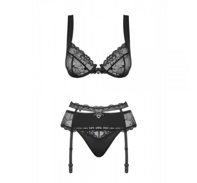 Комплект Obsessive Heartina 3 pcs set black S/M