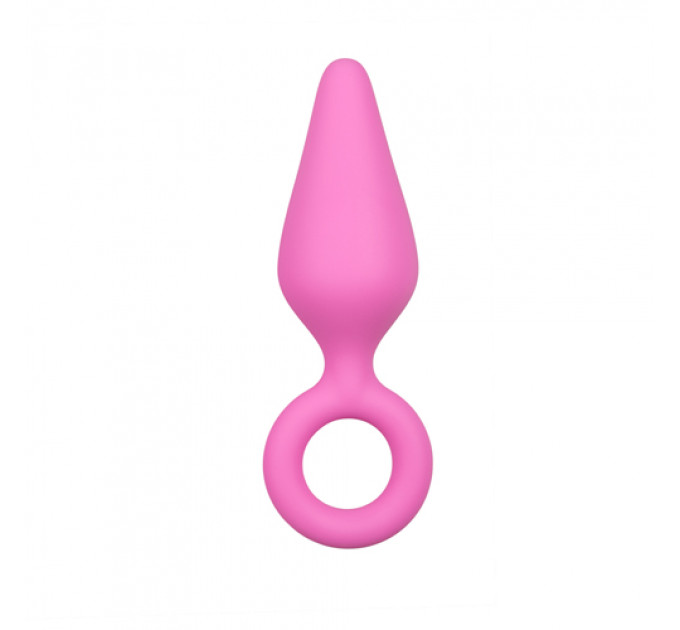Анальная пробка со стоппером-кольцом Easytoys, силиконовая, розовая, 12 х 3.5 см
