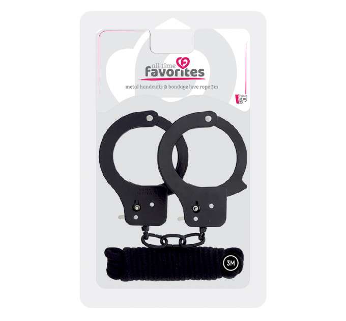 Набор наручники и бондаж Bondx Metal Cuffs & Love, черный