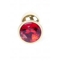 Анальна пробка з каменем Plug-Jewellery Gold PLUG- Red розмір S