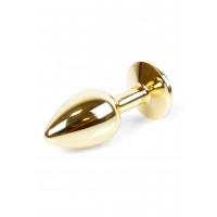 Анальна пробка з каменем Plug-Jewellery Gold PLUG- Red розмір S