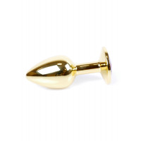 Анальна пробка з каменем Plug-Jewellery Gold PLUG- Red розмір S