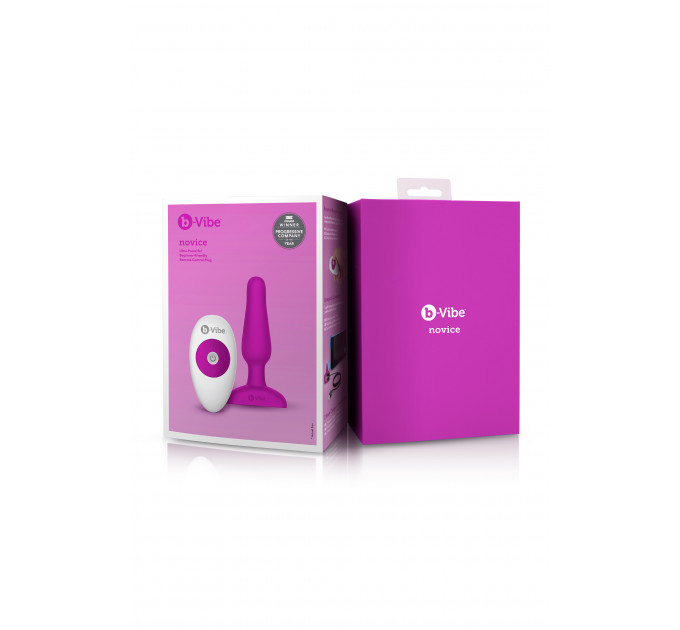 Анальна пробка з вібрацією b-Vibe Novice Plug Fuchsia, рожева