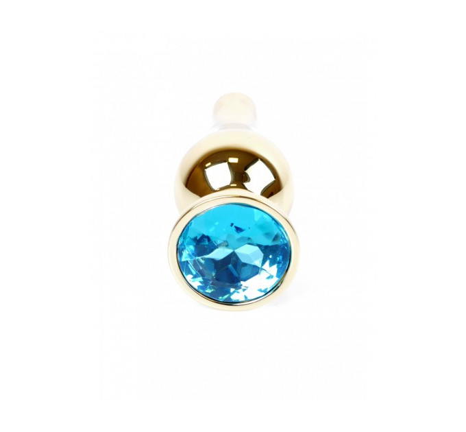 Анальна пробка із нержавіючої сталі з блакитним каменем Plug-Jewellery Gold BUTT PLUG- Light Blue