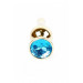 Анальна пробка із нержавіючої сталі з блакитним каменем Plug-Jewellery Gold BUTT PLUG- Light Blue