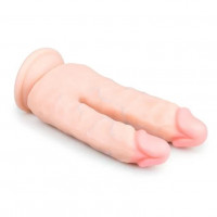 Двойной фаллоимитатор на присоске Easytoys, бежевый, 18 х 3.8 см