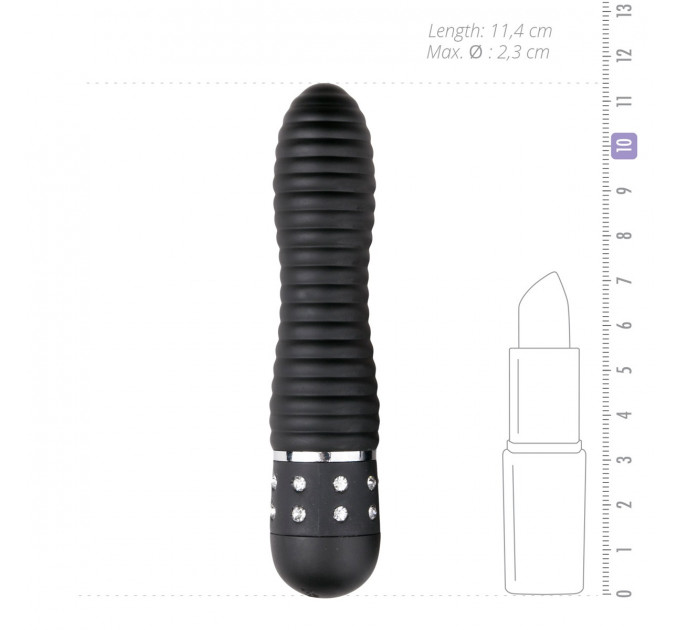 Вибратор ребристый Love Diamond Vibrator черный, 11.4 см