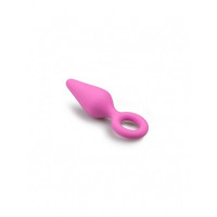 Анальная пробка со стоппером-кольцом Easytoys, силиконовая, розовая, 12 х 3.5 см
