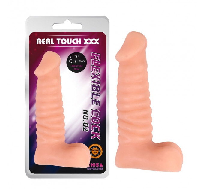 Фаллоимитатор с хребтом Chisa Real Touch XXX Flexible Cock No.02, бежевый