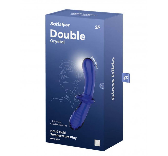 Фаллоимитатор двойной из стекла Satisfyer Double Crystal, синий