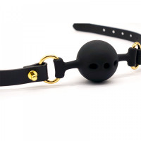 Кляп из силикона и итальянской кожи Breathable Small Ball Gag UPKO
