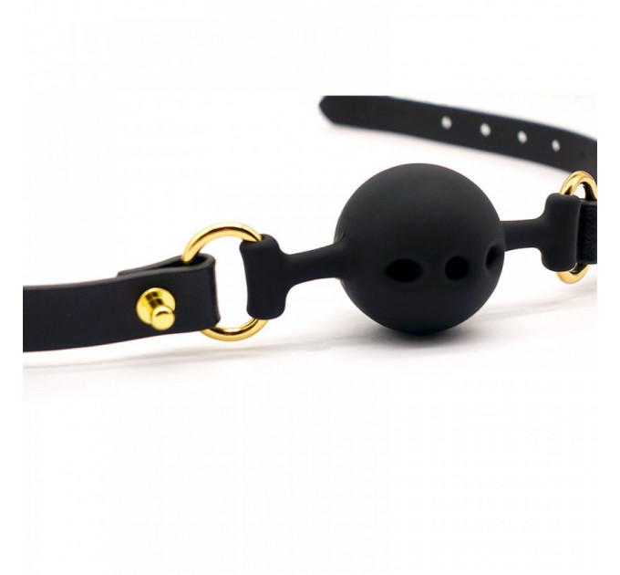 Кляп из силикона и итальянской кожи Breathable Small Ball Gag UPKO
