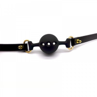 Кляп из силикона и итальянской кожи Breathable Small Ball Gag UPKO