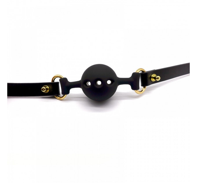 Кляп из силикона и итальянской кожи Breathable Small Ball Gag UPKO