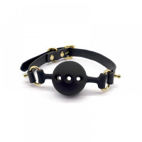 Кляп из силикона и итальянской кожи Breathable Small Ball Gag UPKO