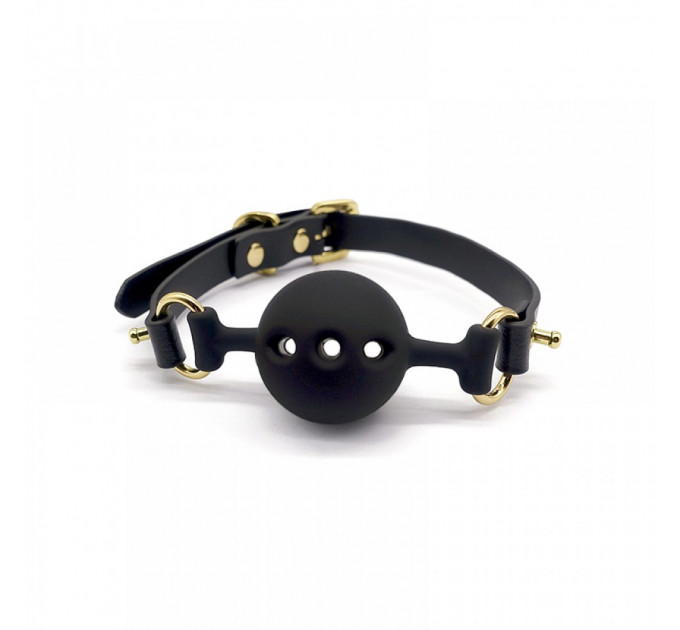 Кляп из силикона и итальянской кожи Breathable Small Ball Gag UPKO