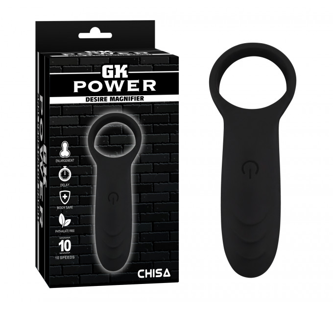 Кільце ерекційне з кліторальною вібростимуляцією CHISA GK Power Desire Magnifier, чорне
