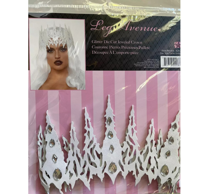 Корона із кристалами Glitter Die Cut Jeweled Crown від Leg Avenue, біла