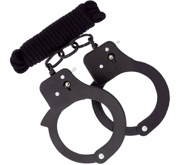 Набор наручники и бондаж Bondx Metal Cuffs & Love, черный