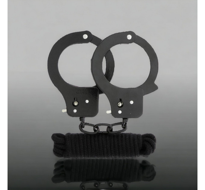 Набор наручники и бондаж Bondx Metal Cuffs & Love, черный
