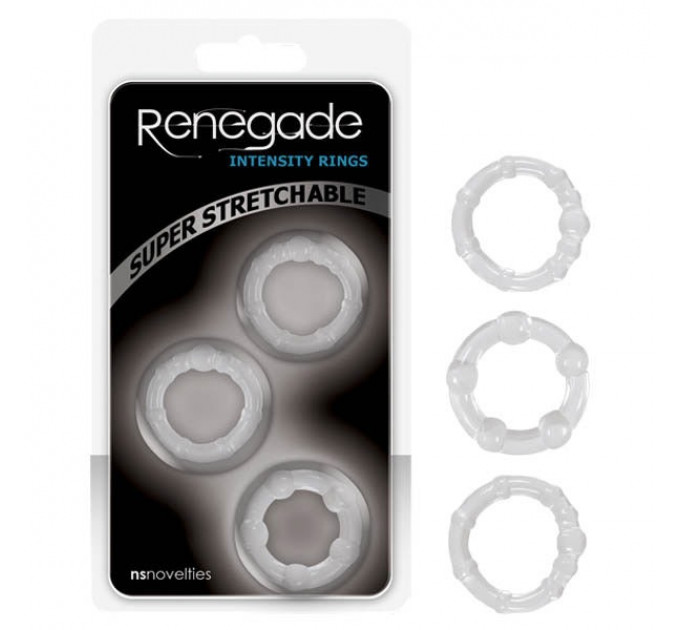 Набір ерекційних кілець із рельєфом NS Novelties Renegade Intensity, прозорі, 3 шт.