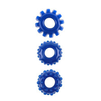 Набір ерекційних кілець Chisa GK Power Cock Rings із рельєфом, сині, 3 шт.