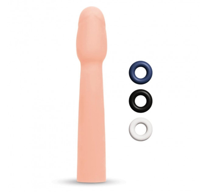 Насадка на пенис Size-Up Penis Entender с 3 эрекционными кольцами в наборе, бежевая