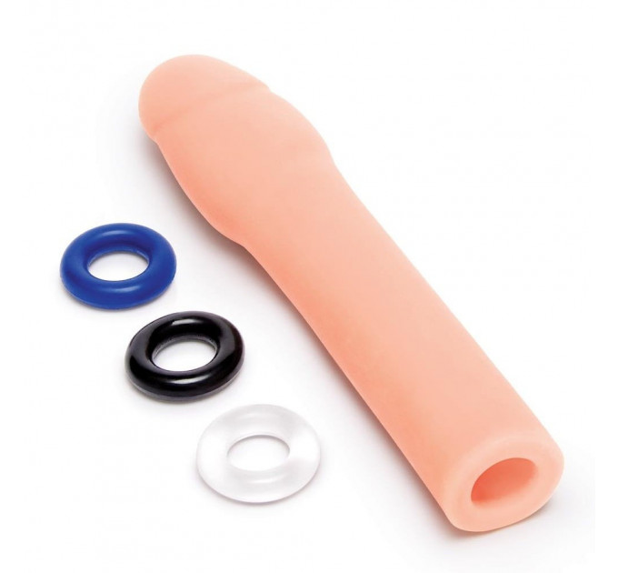 Насадка на пенис Size-Up Penis Entender с 3 эрекционными кольцами в наборе, бежевая