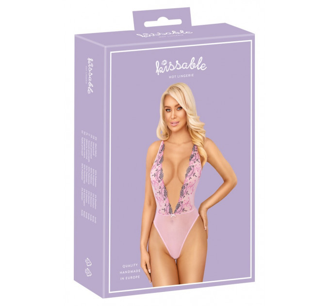 Нежное розовое боди с глубоким вырезом Kissable S/M
