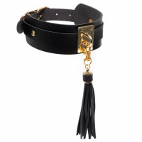 Нашийник широкий з підвіскою-пензликом Kinky Diva Collar Me!, чорно-золотистий