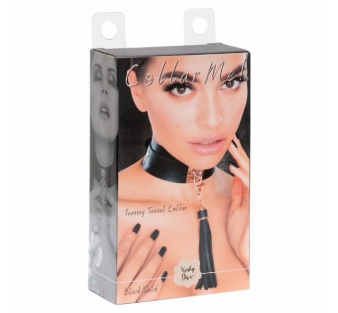 Нашийник широкий з підвіскою-пензликом Kinky Diva Collar Me!, чорно-золотистий